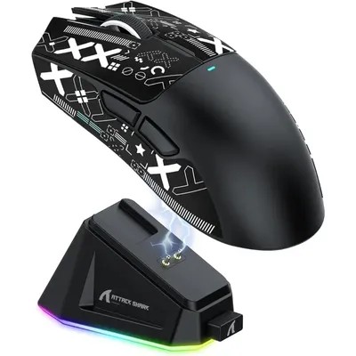 Attack Shark X11 PAW3311 무선 블루투스 마우스, 2.4G 400IPS RGB PC 게이밍 마우스